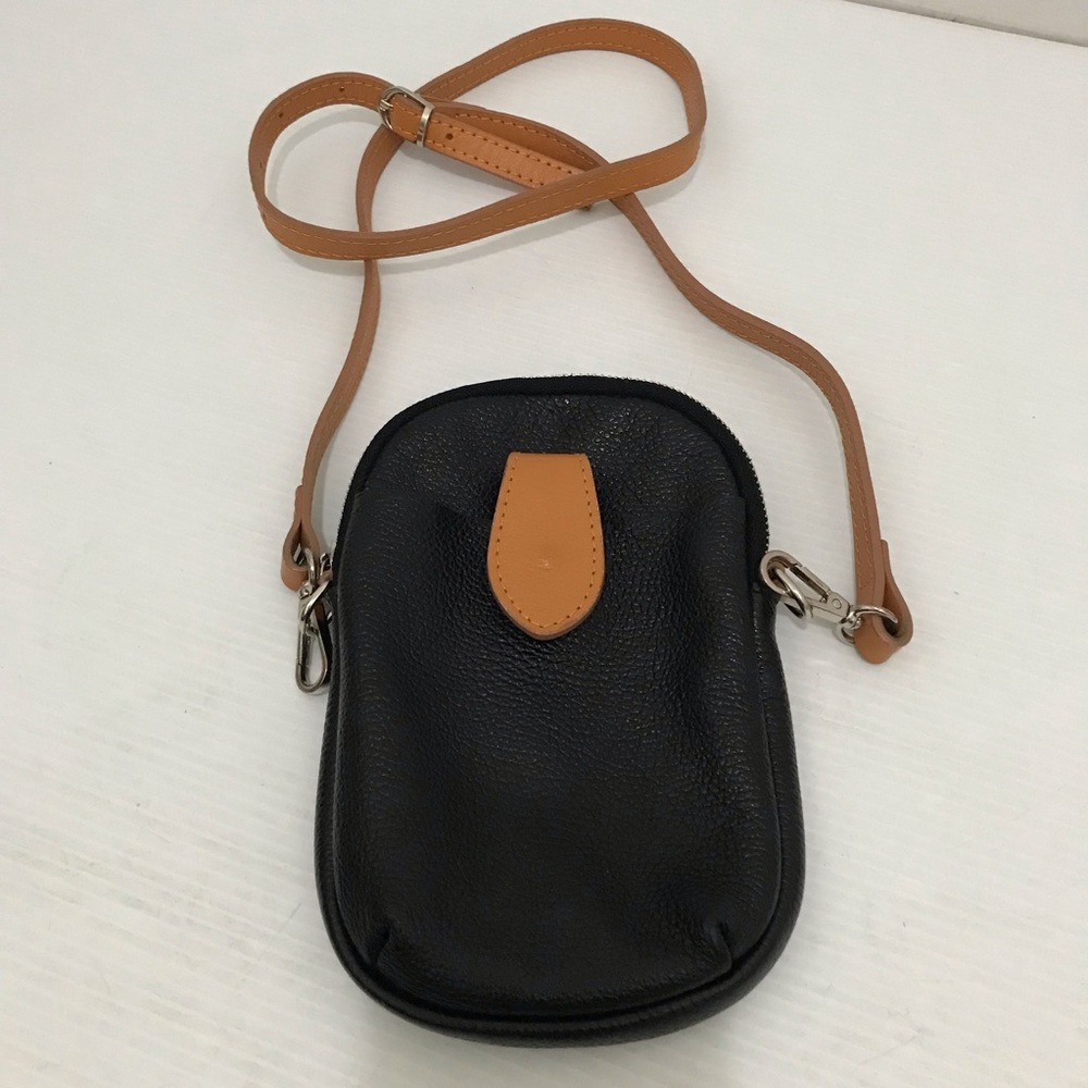 Divina Firenze Crossbody Bag Womens Black/Brown Leather Adjustable Strap Italy